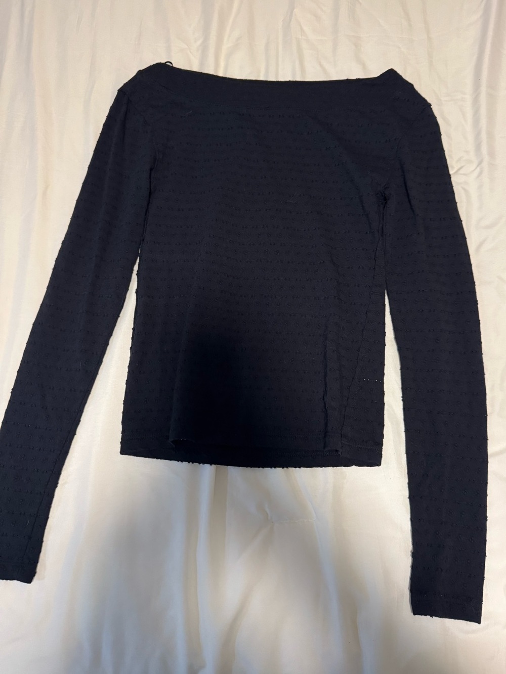 We The Free Black Long-Sleeve Textured Boatneck Top